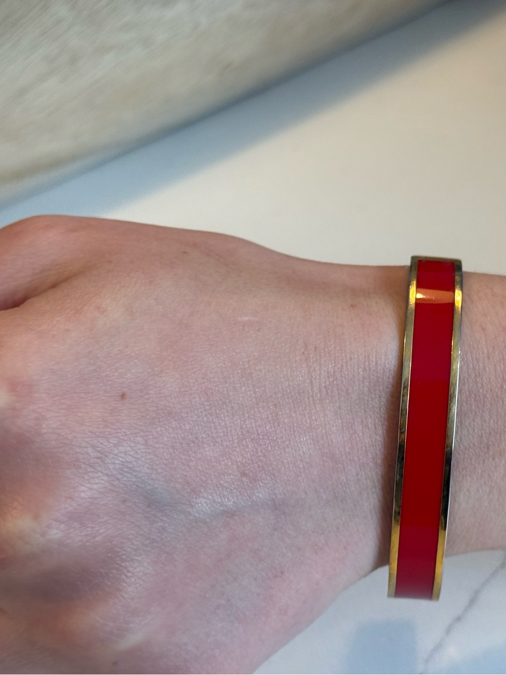 Banana Republic Red and Gold Enamel Bangle Bracelet